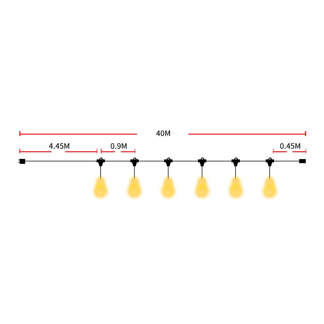 40M Festoon String Lights Xmas Wedding Party Waterproof Garden Outdoor