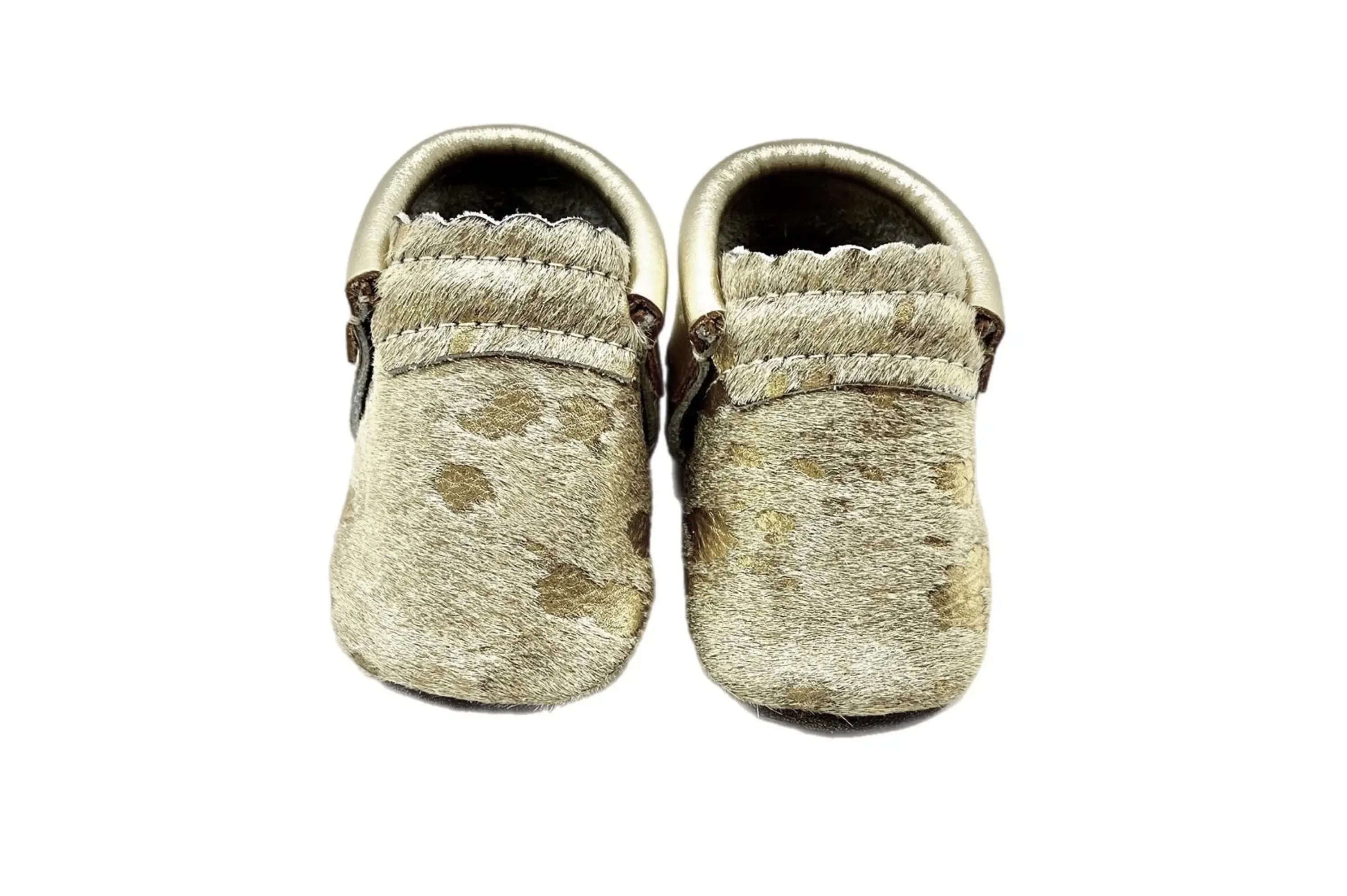 Acid Wash Gold Baby Moccasins