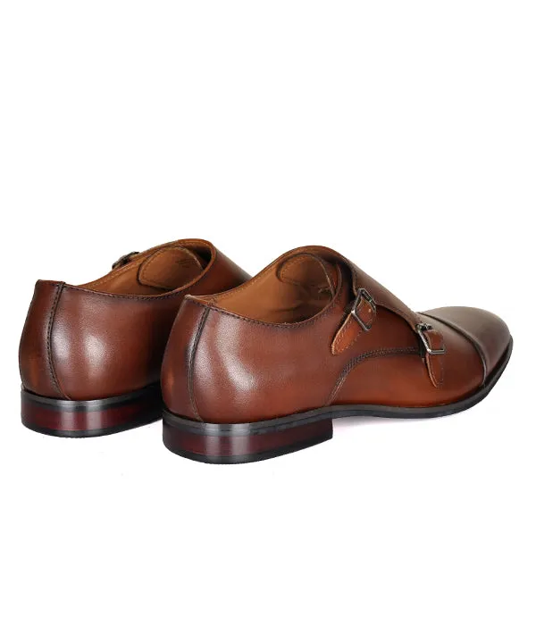 Aldo Brown Double Monk Strap Leather Shoes