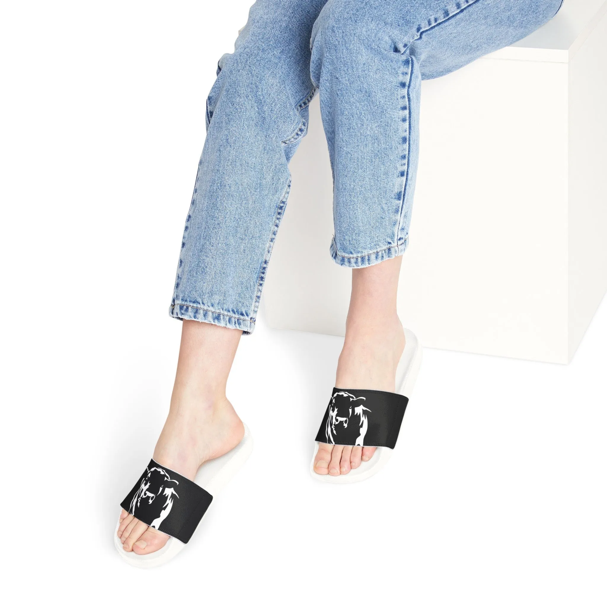 Angus Sandal, Angus Slides, Women's PU Slide Sandals, Est Beef, Support Beef