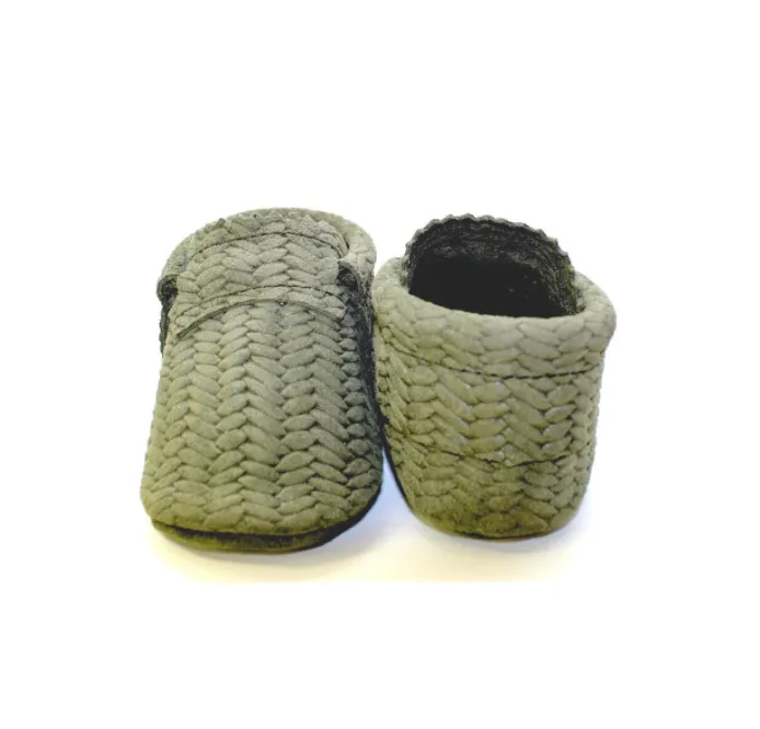 Basketweave Sage Baby Moccasins
