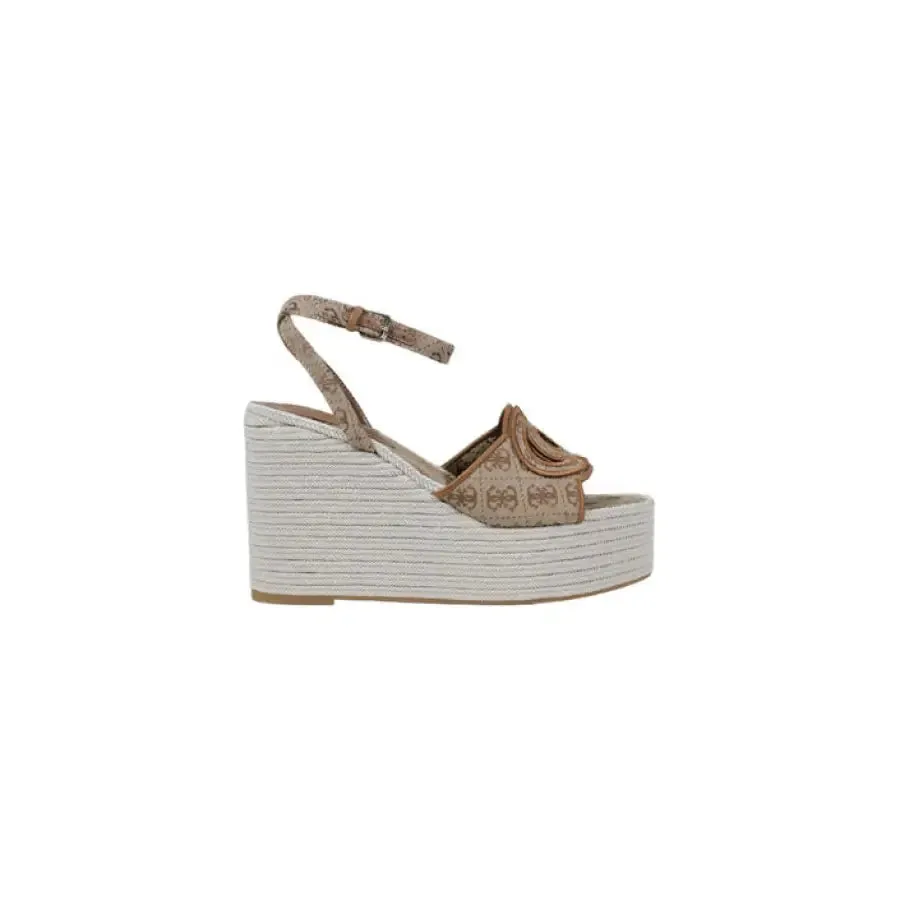 Beige Patterned Wedge Sandal