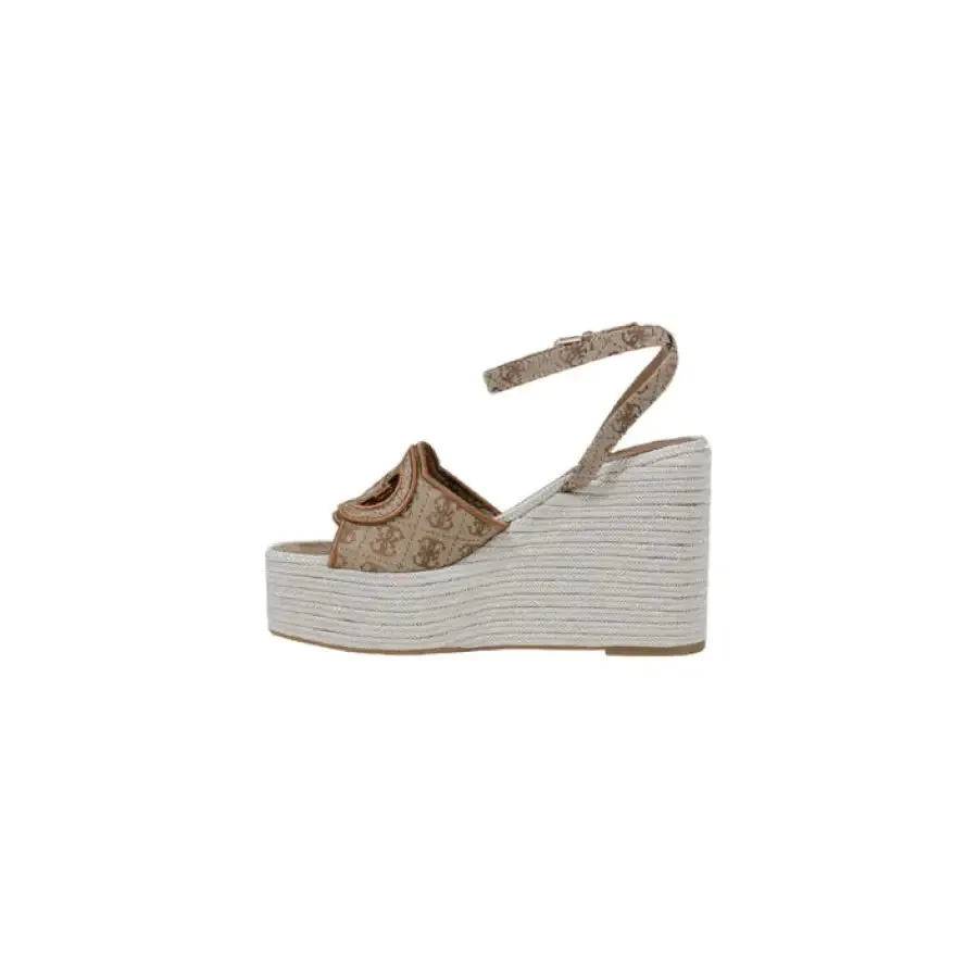 Beige Patterned Wedge Sandal