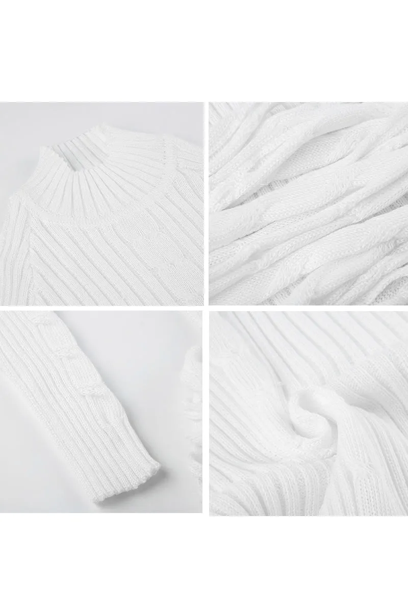 BI0182 Knitted Long Sleeve Mini Dress