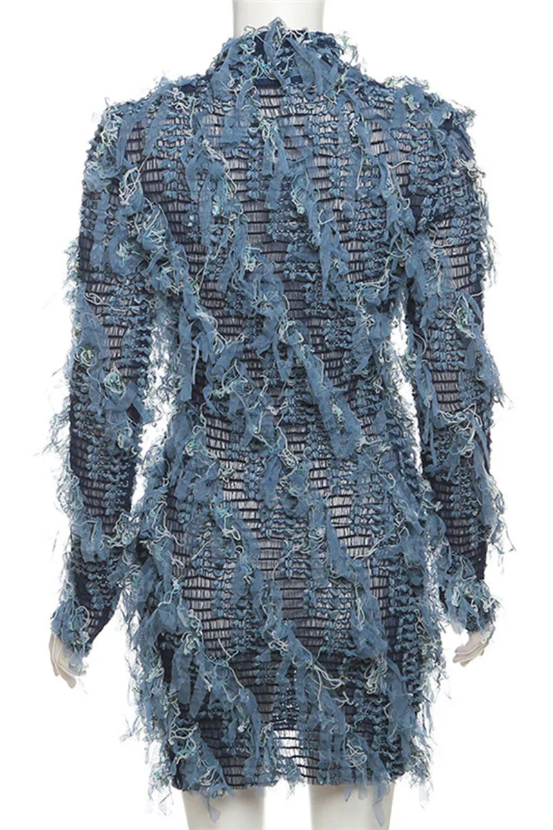 BI0542 Mesh Stripes Mini Dress