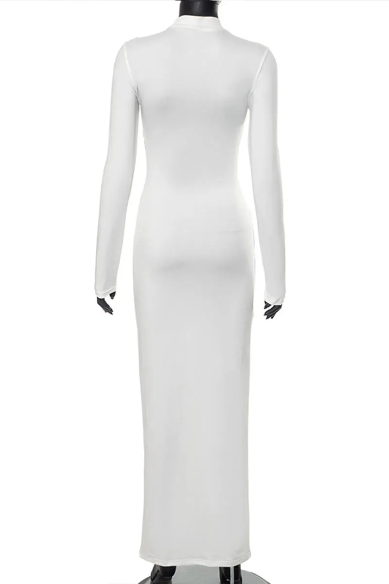 BI0611 Graphic Maxi Fitted Dress