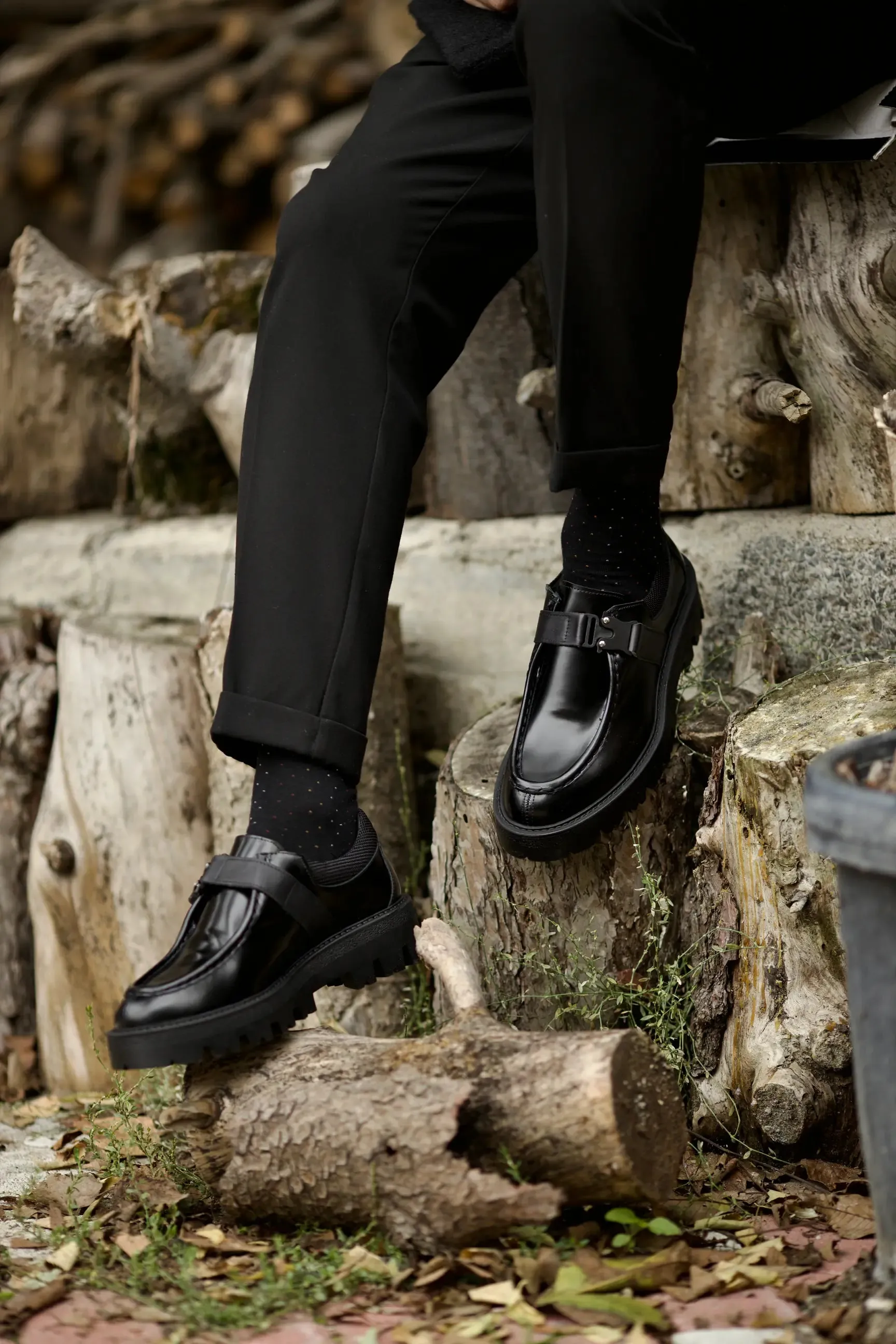 Black Calf Single Monk