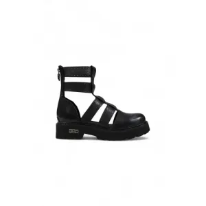 Black Leather Gladiator Style Platform Boot