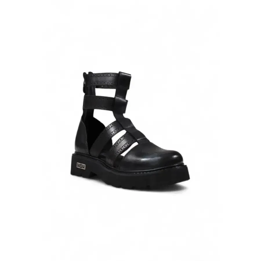 Black Leather Gladiator Style Platform Boot