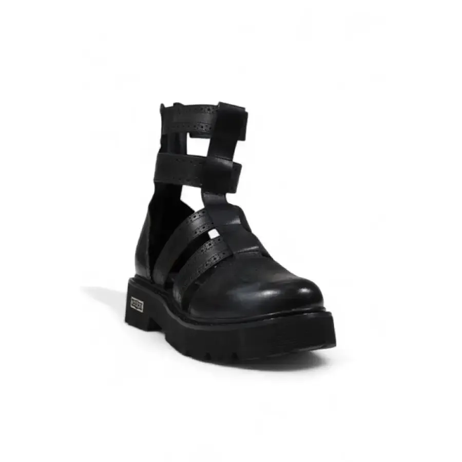 Black Leather Gladiator Style Platform Boot