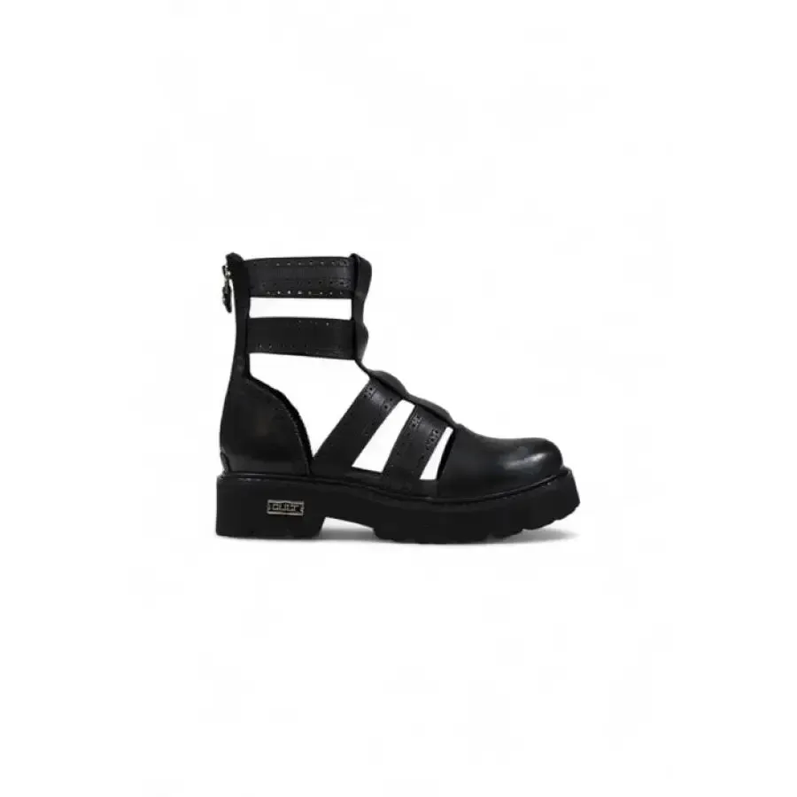 Black Leather Gladiator Style Platform Boot