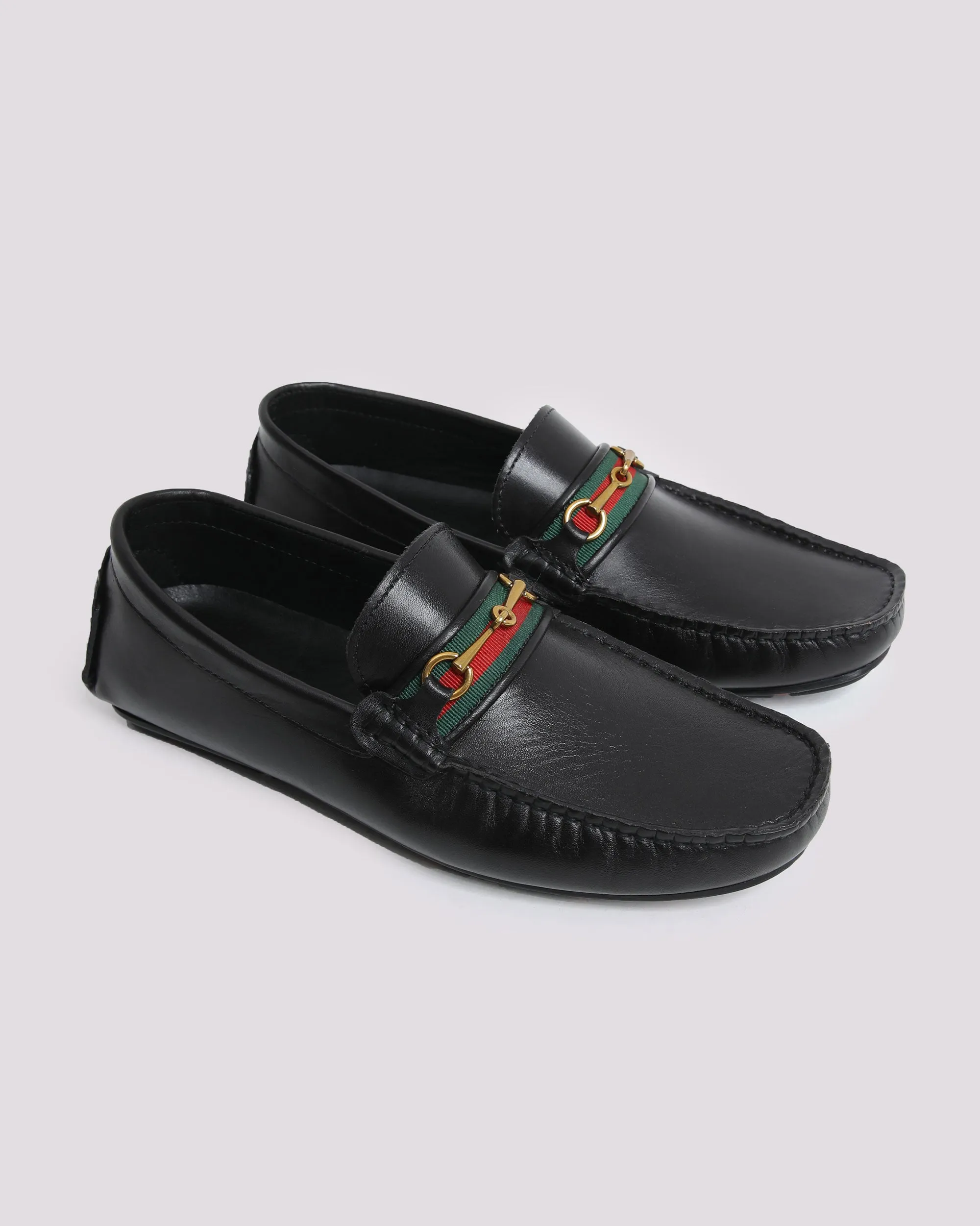 BLACK LEATHER MOCCASIN