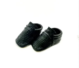 Black Raffia Baby Moccasins