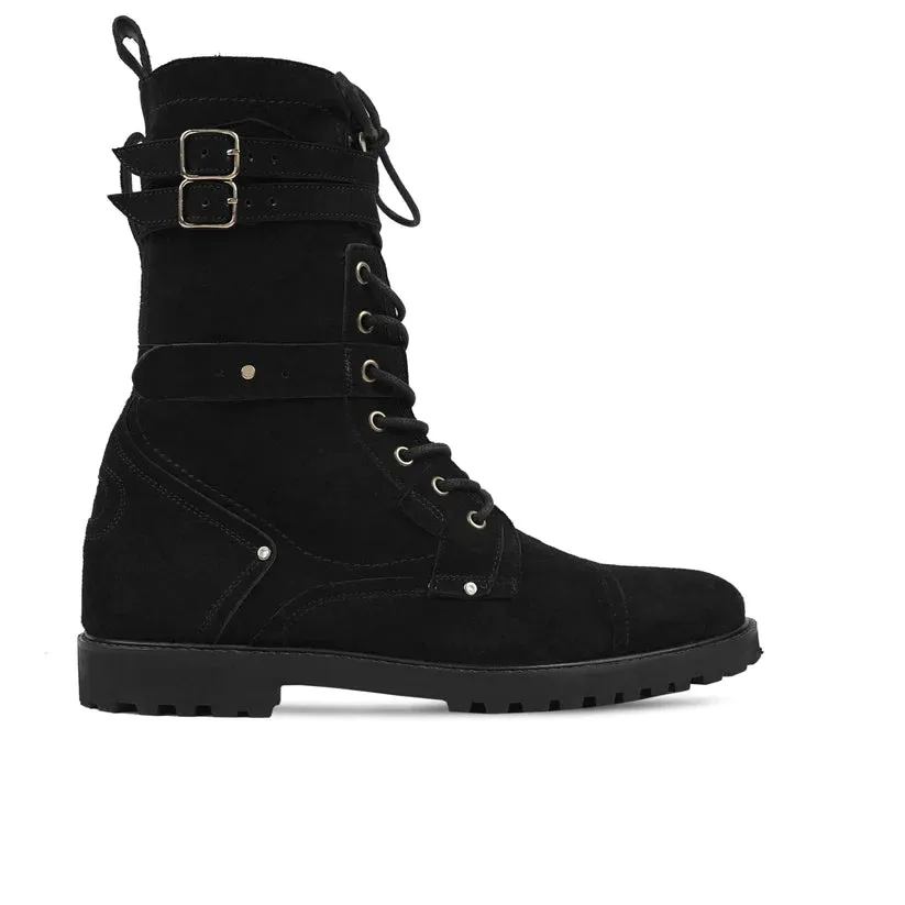 Black Suede Premium Leather Women's Winter Boots