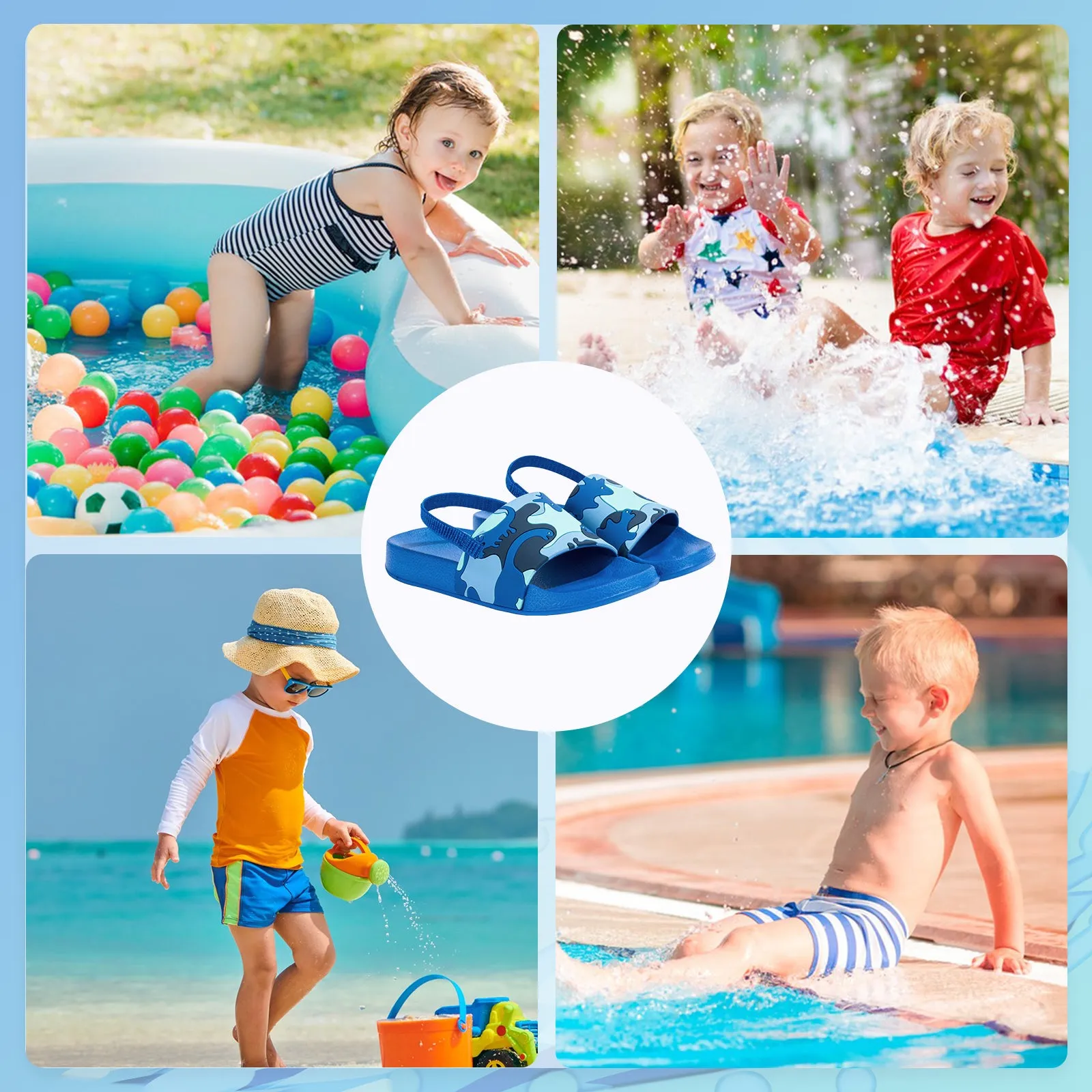 Blue Dinosaur Boys Water Shoes Beach Sandals