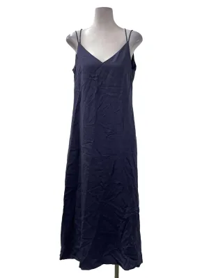 Blue V Neck Double Strap Dress