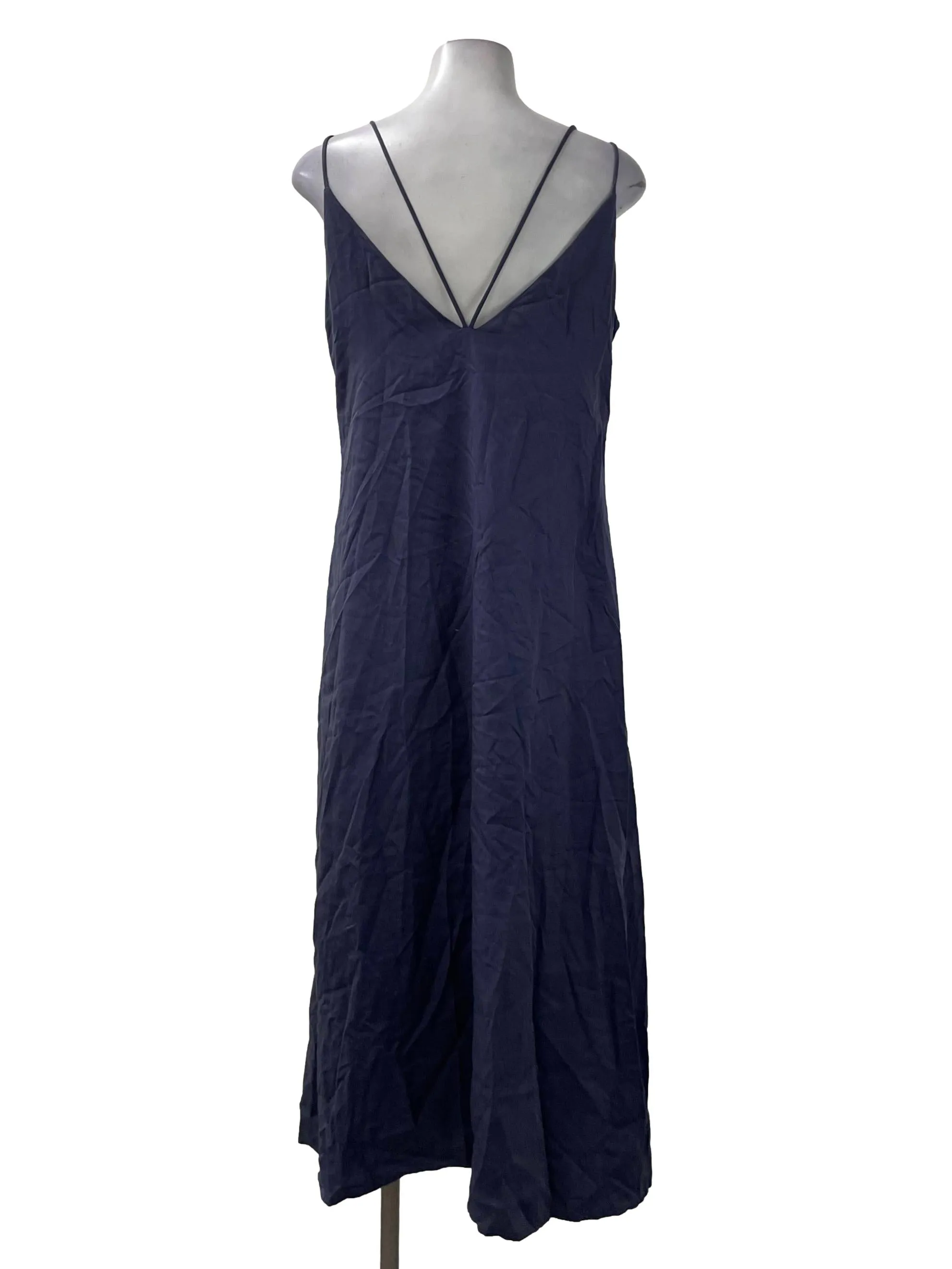 Blue V Neck Double Strap Dress