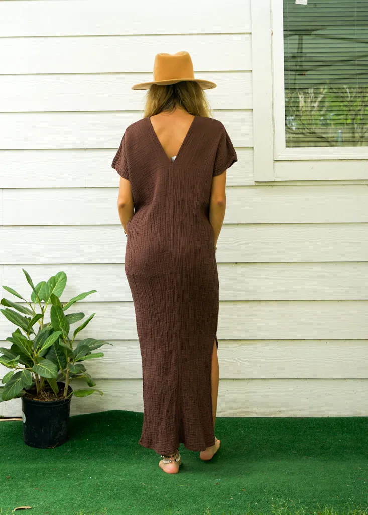 Brown Double Gauze Cotton Dress