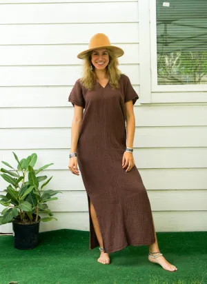 Brown Double Gauze Cotton Dress