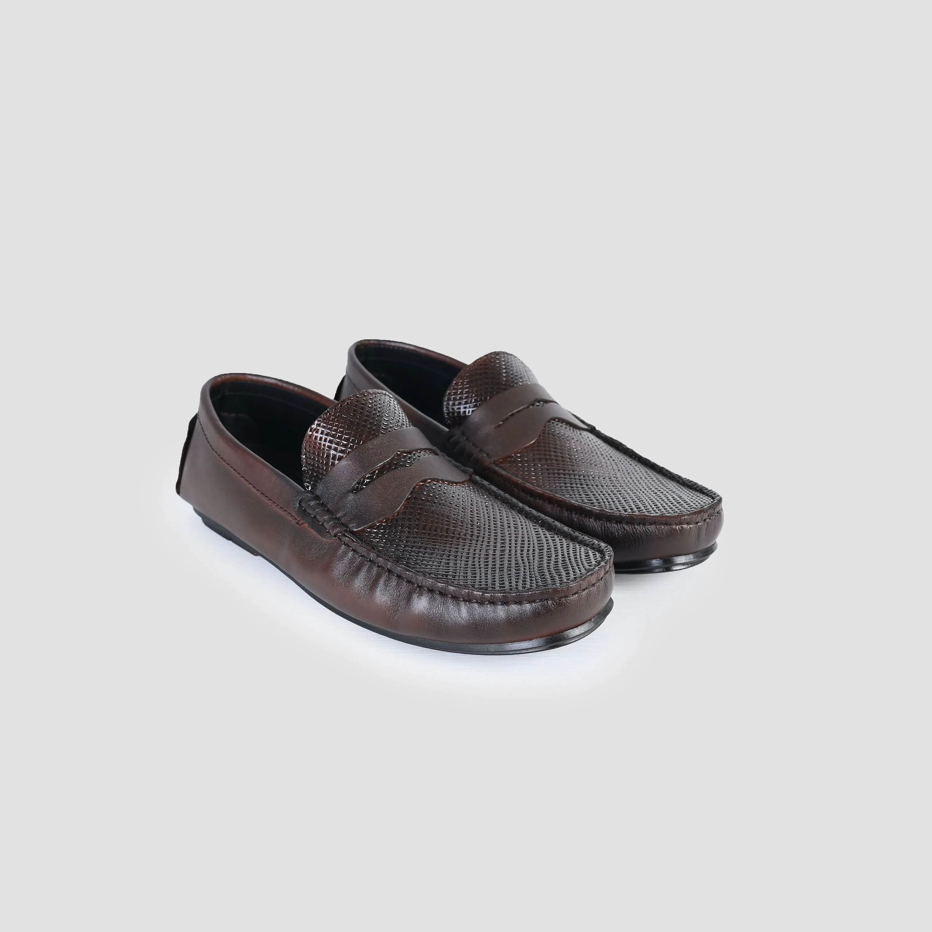 BROWN TEXTURED LEATHER SHOES