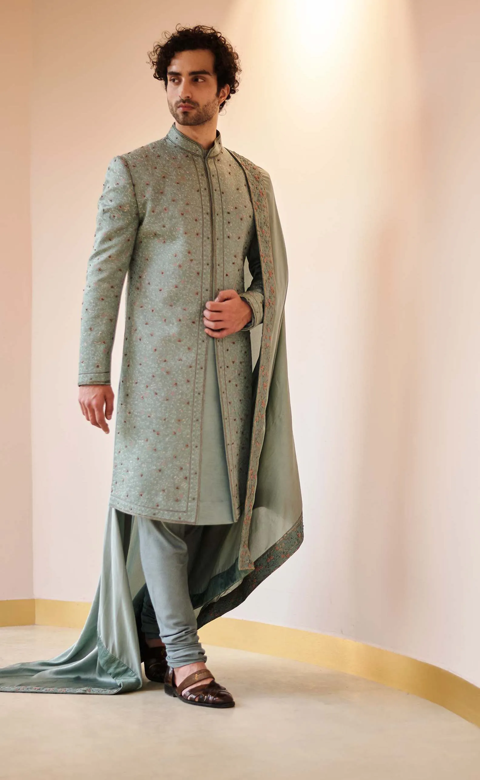 Chateau Grey Embroidered Sherwani Set