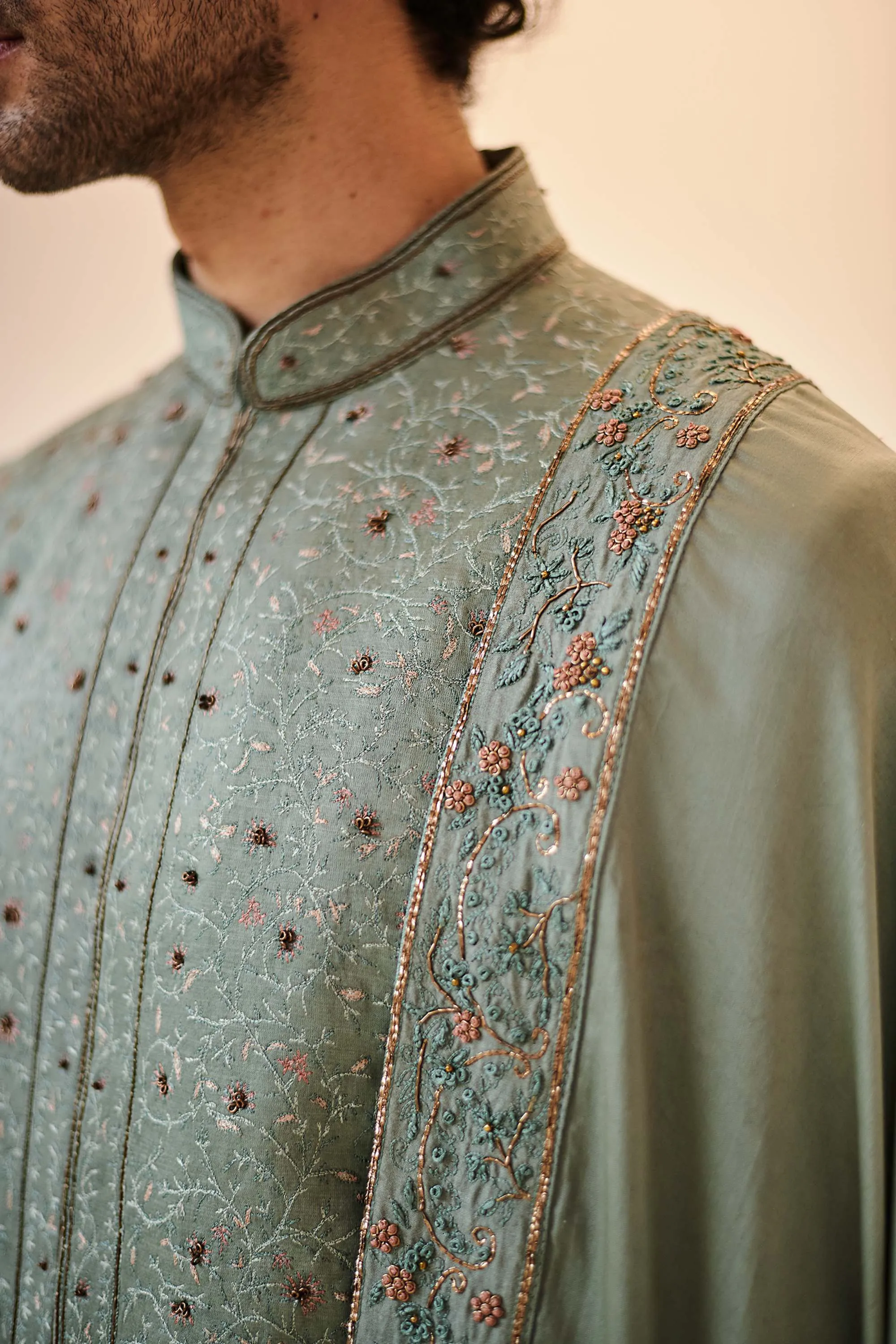 Chateau Grey Embroidered Sherwani Set