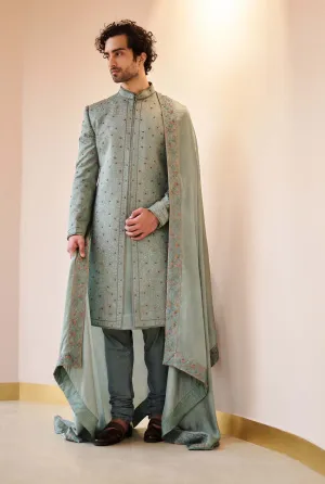 Chateau Grey Embroidered Sherwani Set