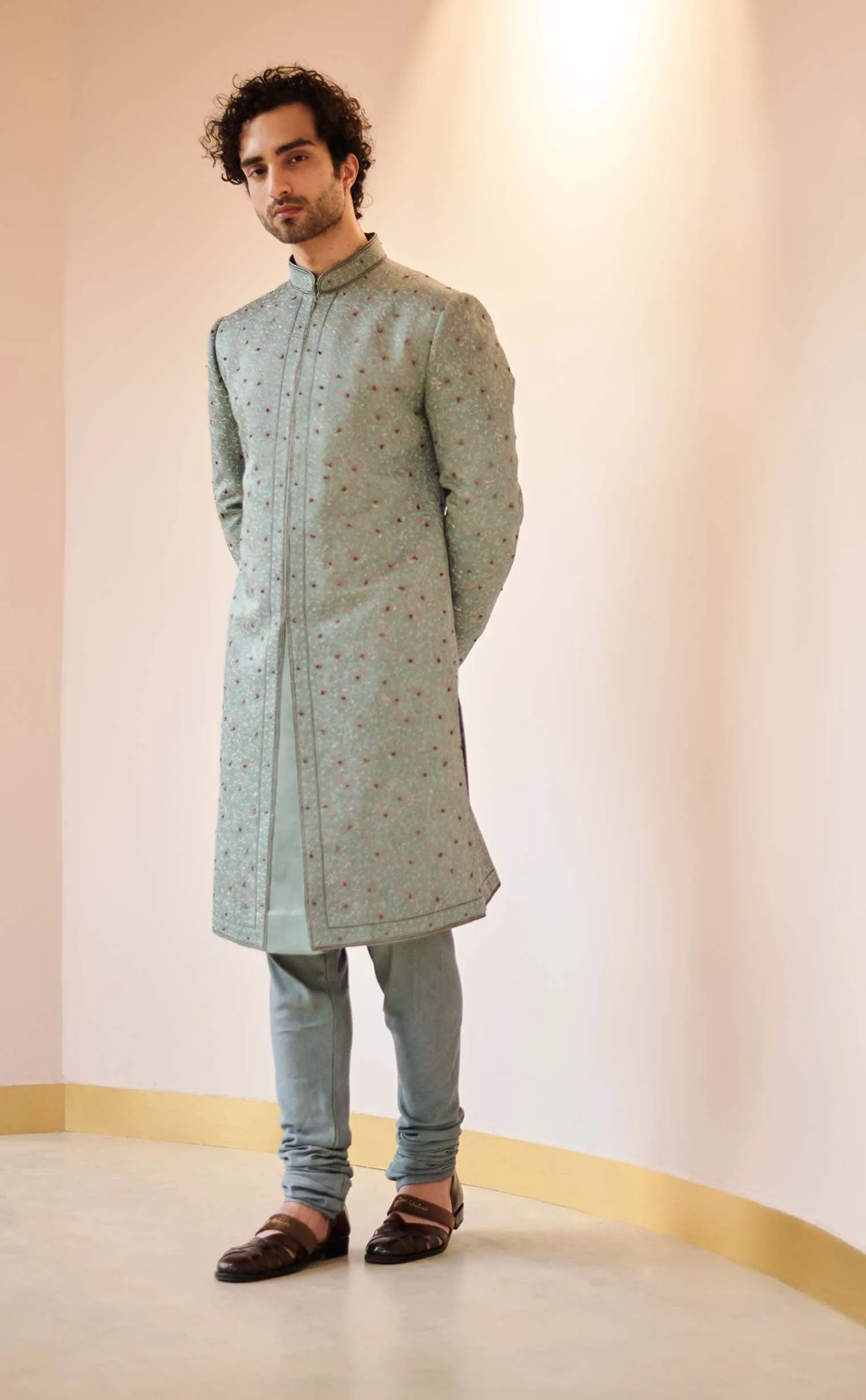 Chateau Grey Embroidered Sherwani Set