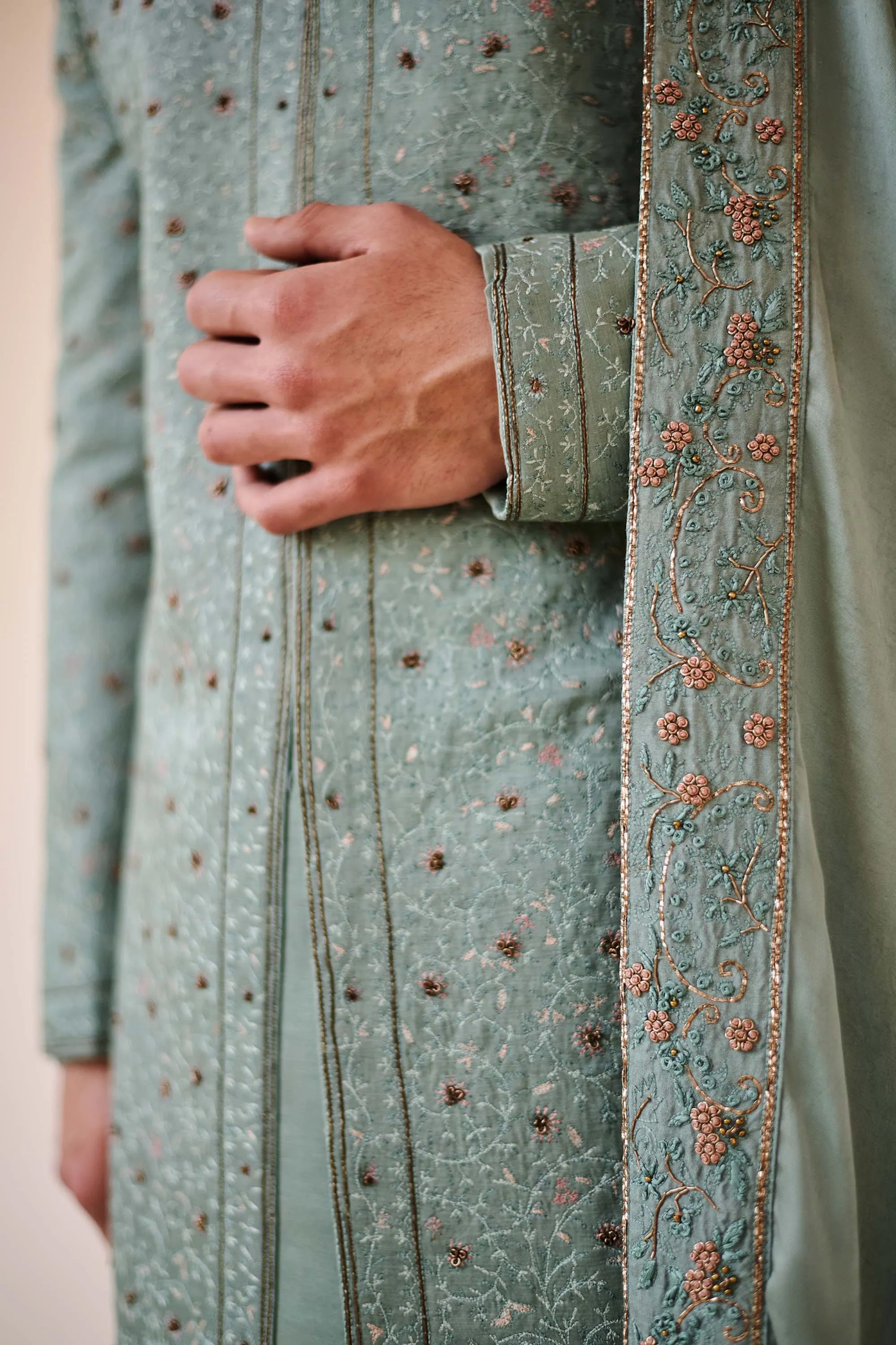 Chateau Grey Embroidered Sherwani Set