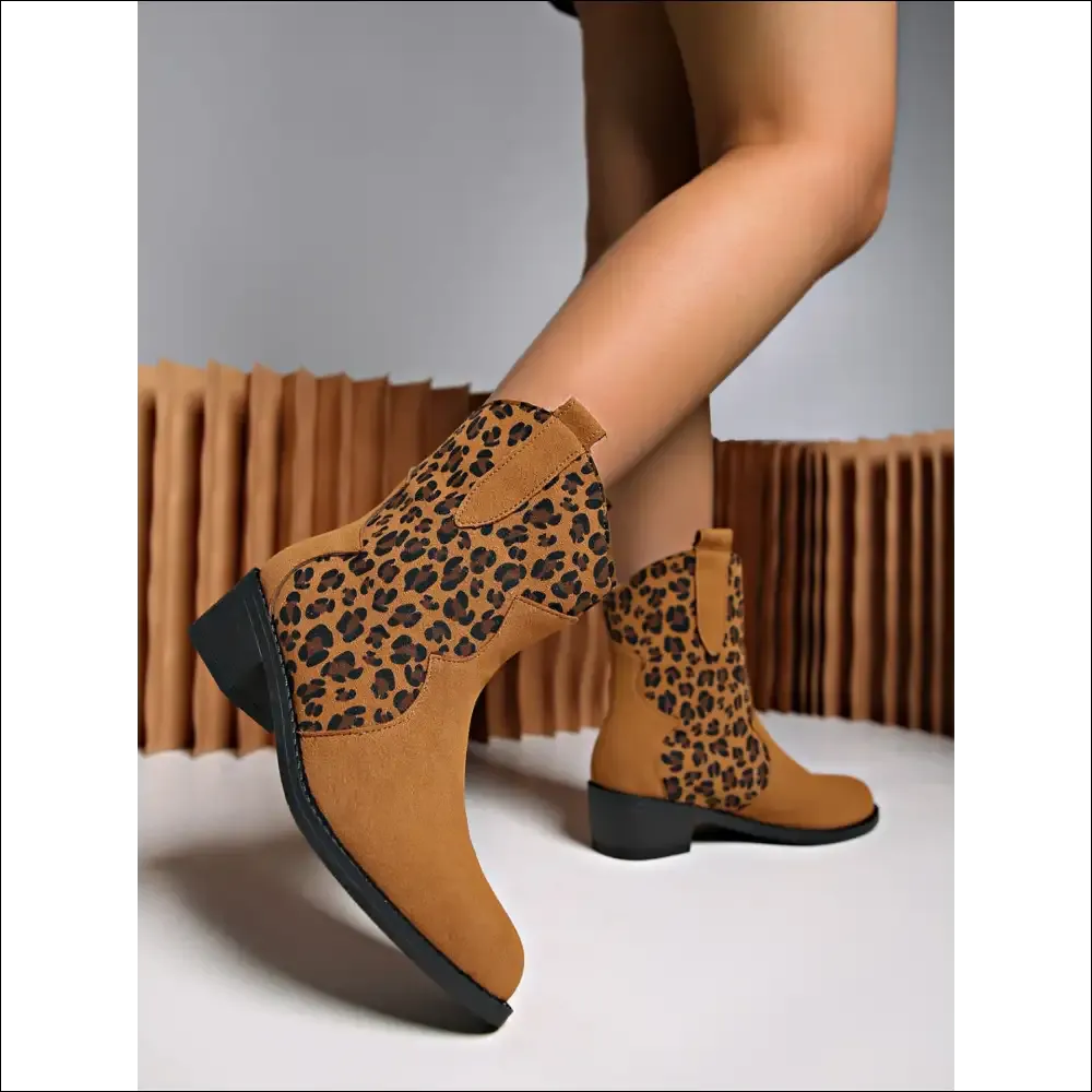Chic Leopard Suede Block Heel Boots