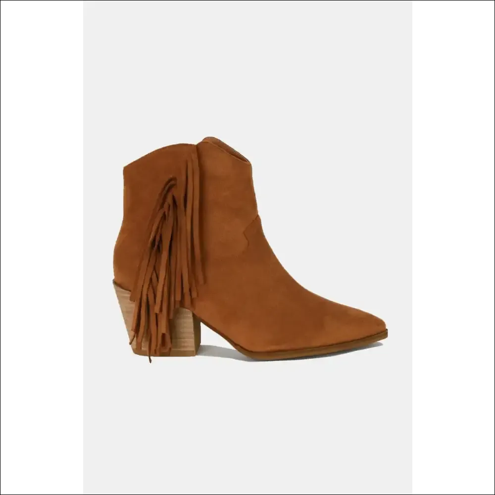 Chic Suede Fringe Point Toe Ankle Boots