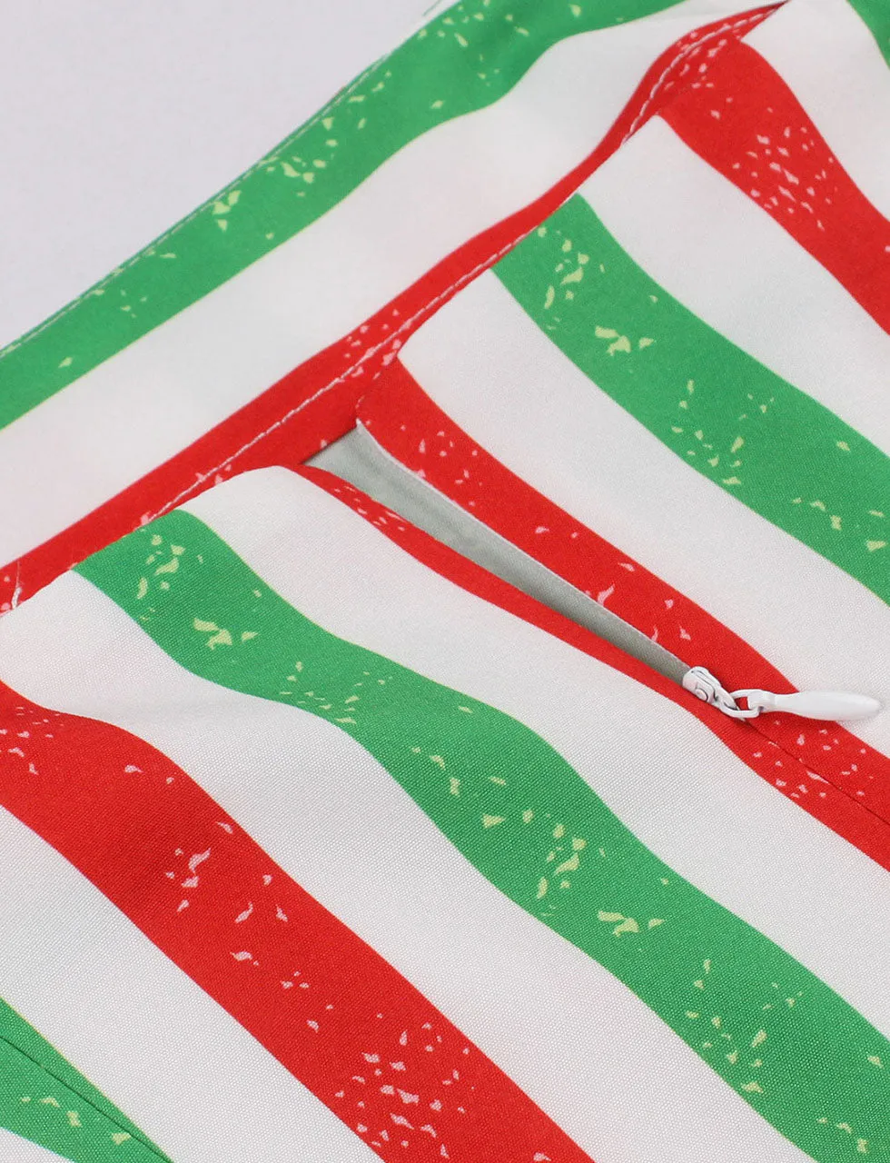 Christmas Green Spaghetti Strap Vintage Swing Dress