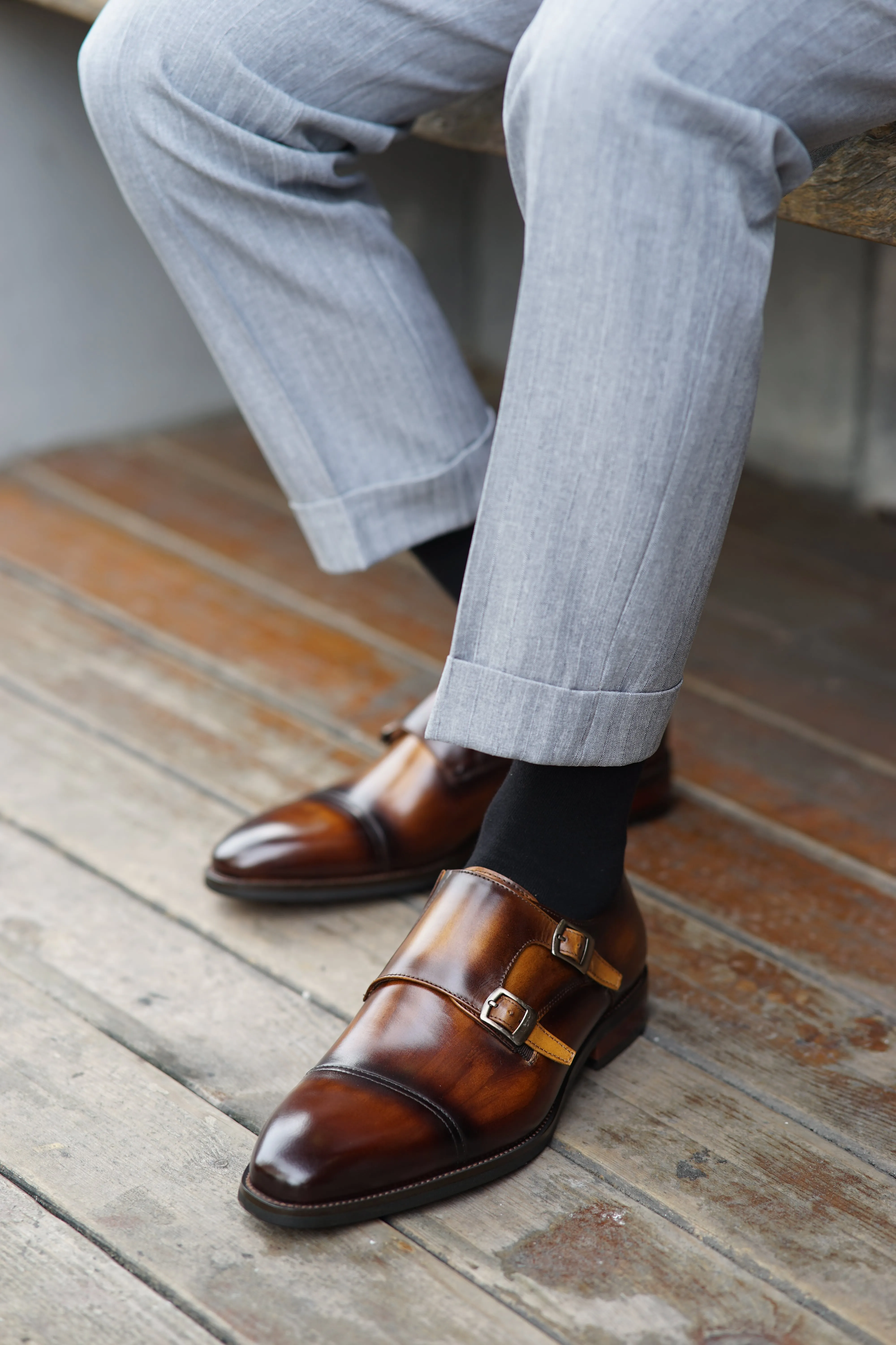 Classic Brown Monk Strap Loafers