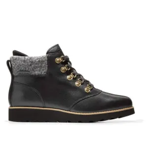 Cole Haan mens Nantucket Rugged Waterproof Hiker Bootie Hiking Boot, Black Wp Leather/Black Rustic Wool, 6.5 US