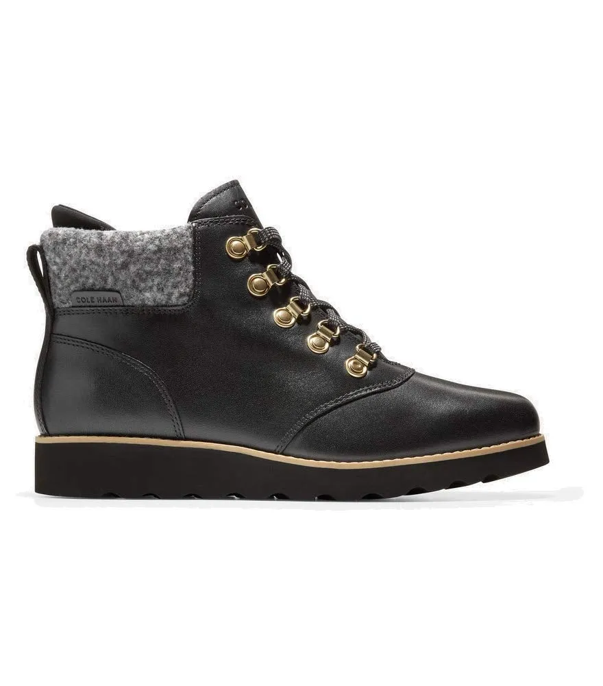Cole Haan mens Nantucket Rugged Waterproof Hiker Bootie Hiking Boot, Black Wp Leather/Black Rustic Wool, 6.5 US