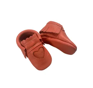 Coral Heart Baby Moccasins