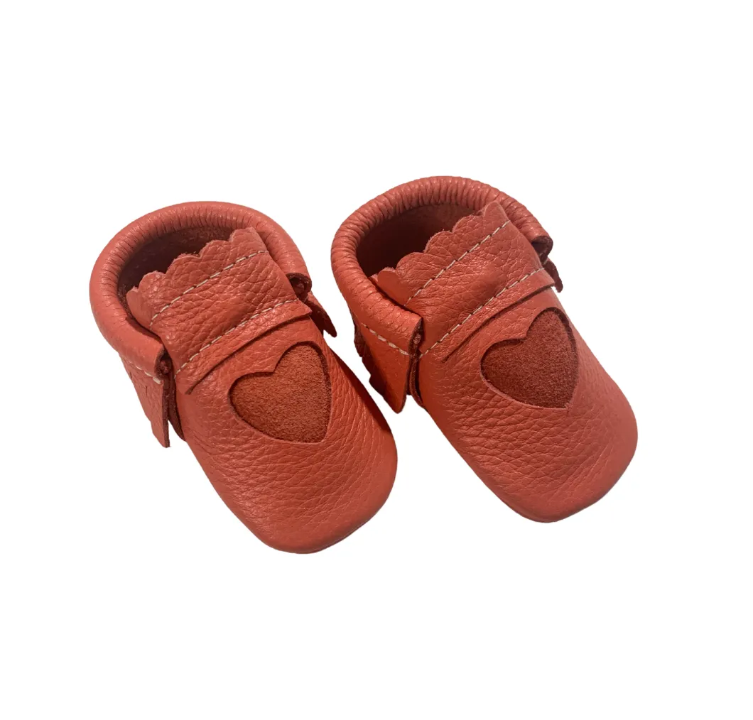 Coral Heart Baby Moccasins