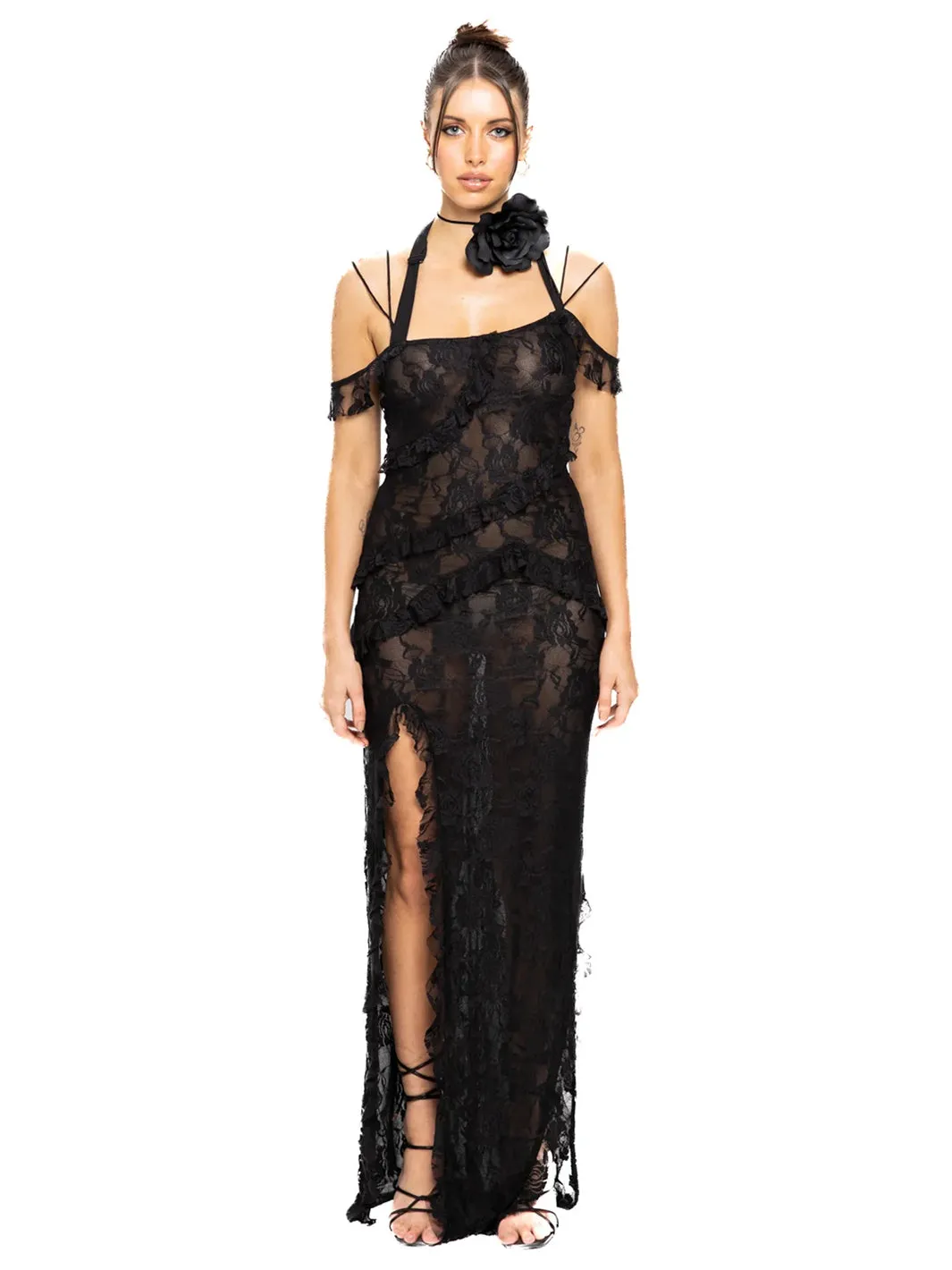CRYSTA DRESS - BLACK