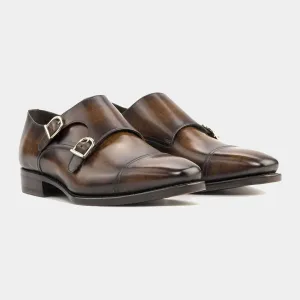 Double Monk Crust Patina Brown Shoe at Lamilago