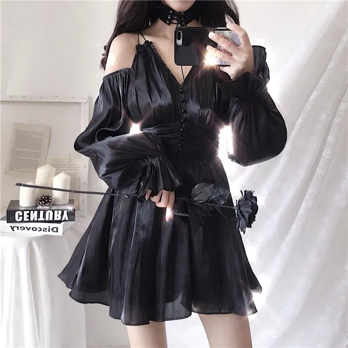 Double Shoulder Strap Lantern Sleeve Dress SD00990