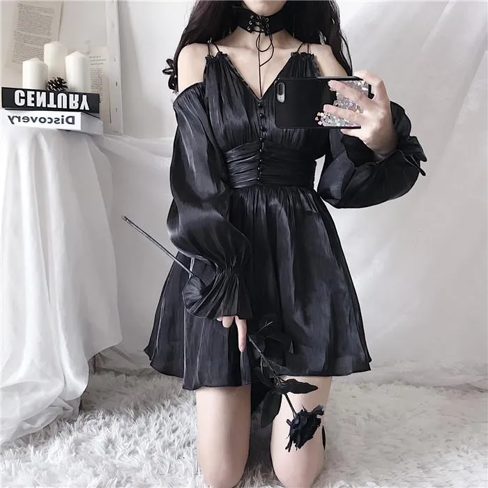 Double Shoulder Strap Lantern Sleeve Dress SD00990