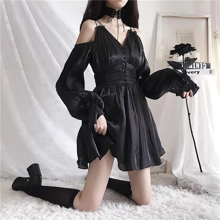 Double Shoulder Strap Lantern Sleeve Dress SD00990