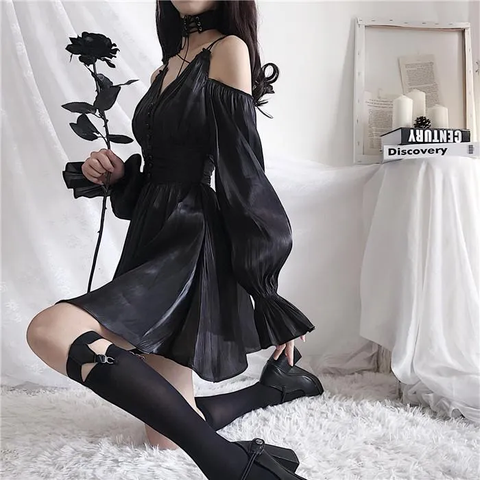 Double Shoulder Strap Lantern Sleeve Dress SD00990
