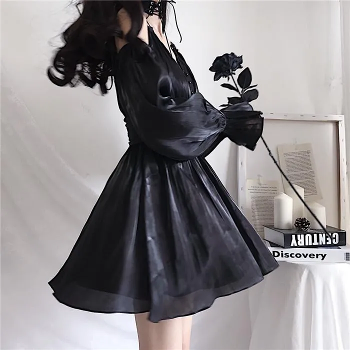 Double Shoulder Strap Lantern Sleeve Dress SD00990