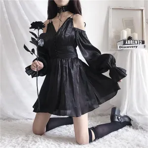 Double Shoulder Strap Lantern Sleeve Dress SD00990