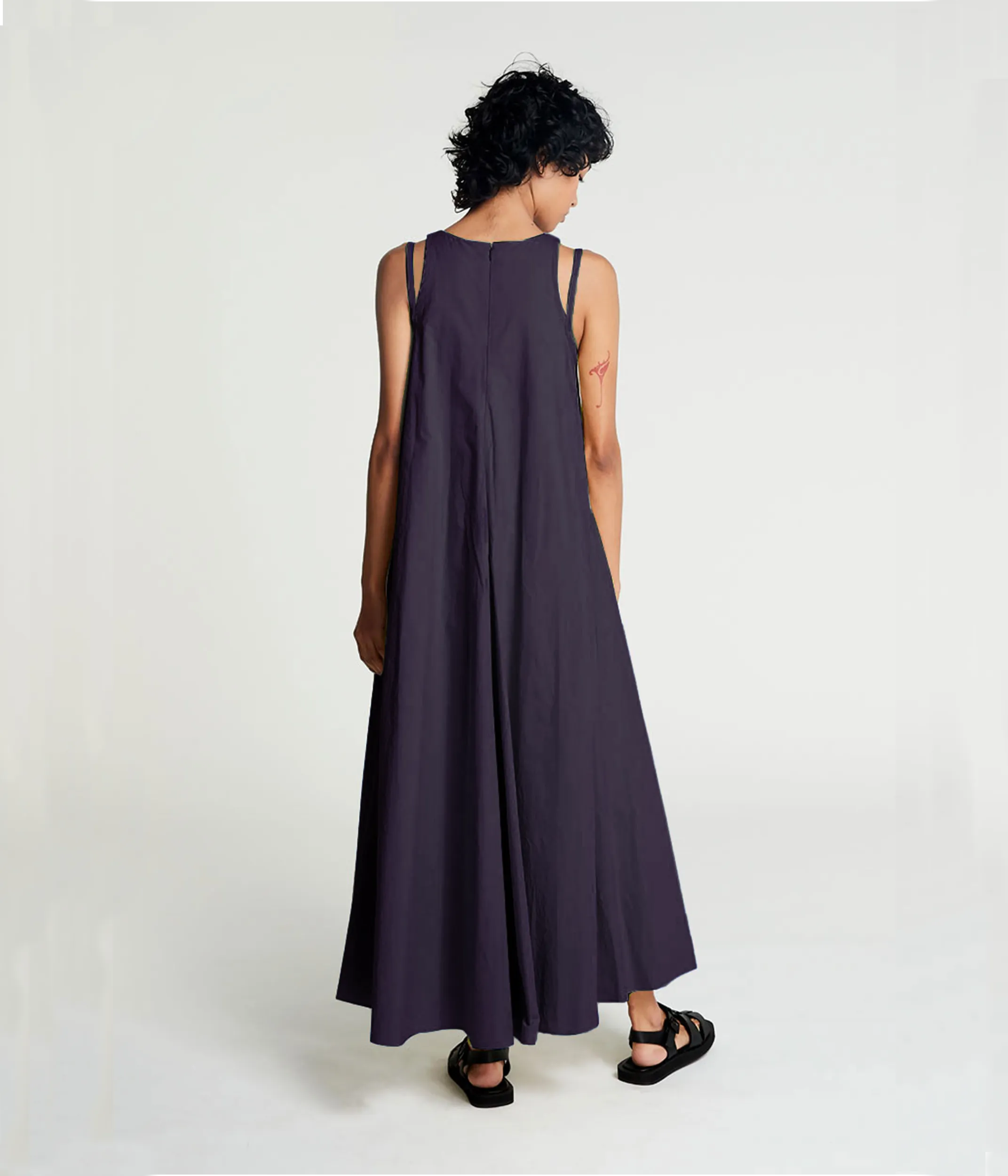 DOUBLE STRAP DRESS IN EGGPLANT