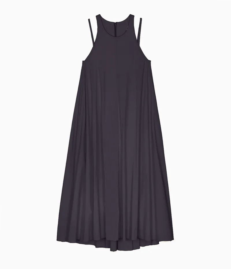 DOUBLE STRAP DRESS IN EGGPLANT