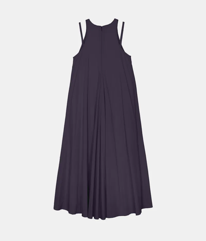 DOUBLE STRAP DRESS IN EGGPLANT