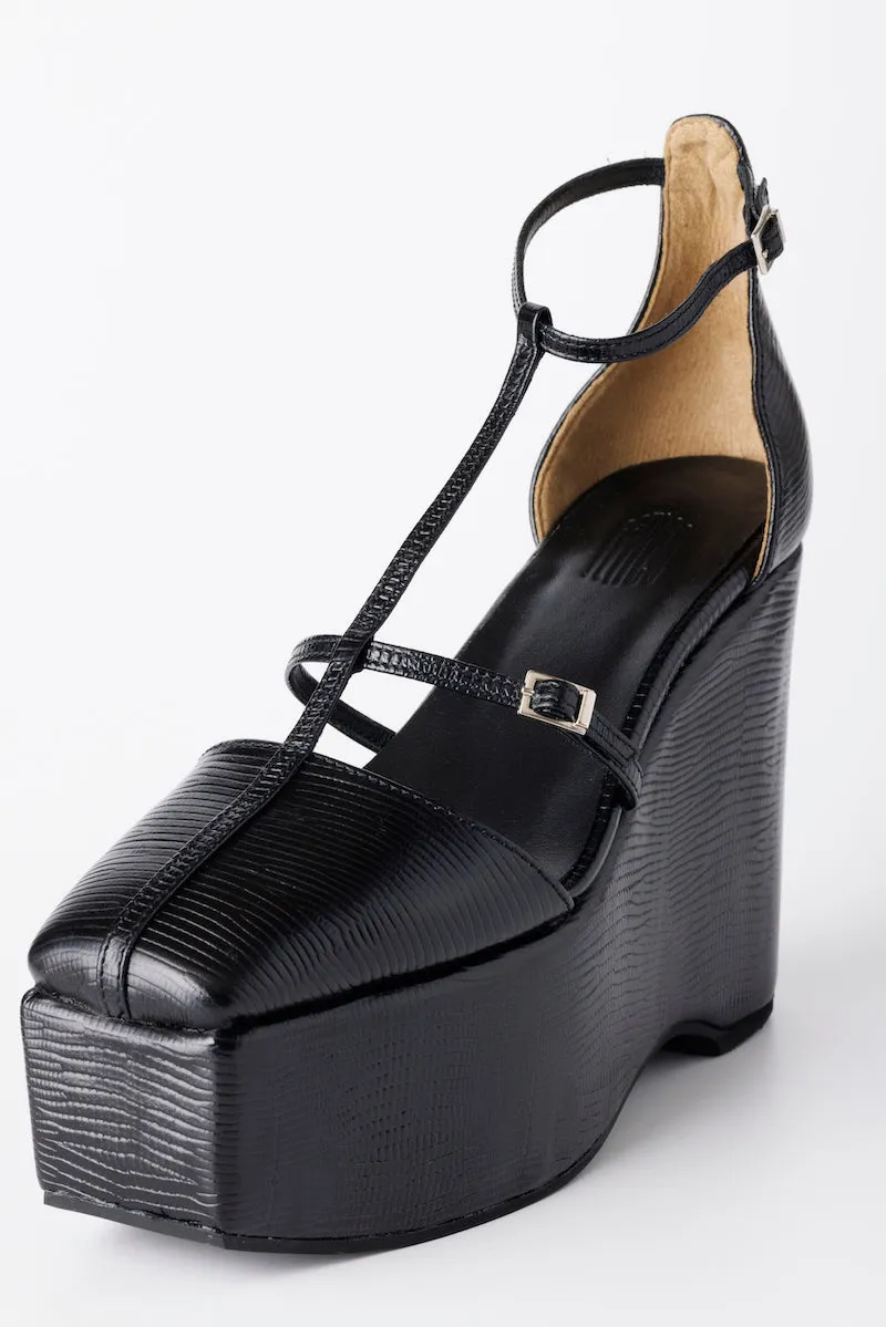 DOUBLE STRAP SQUARE PLATFORM PUMPS