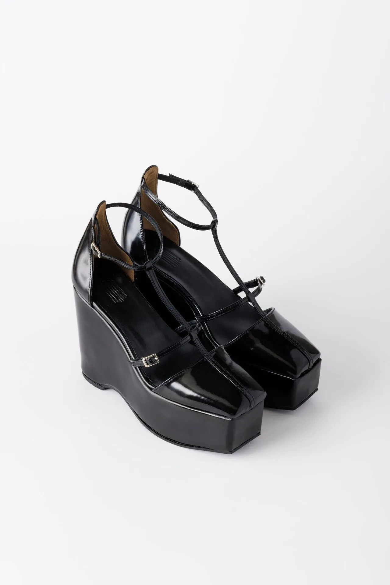 DOUBLE STRAP SQUARE PLATFORM PUMPS